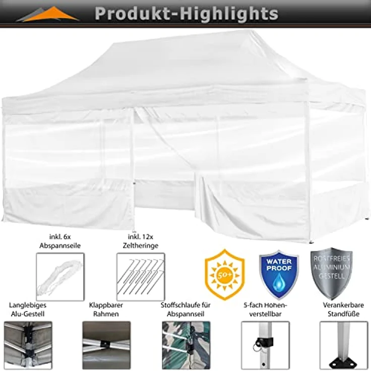 INSTENT® Faltpavillon weiß, 3x6 m – Bild 3