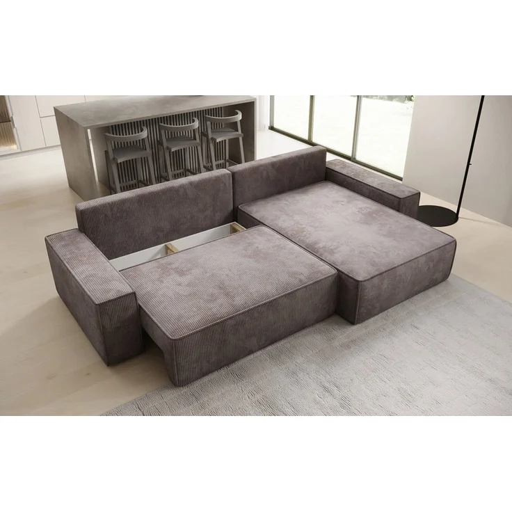 Luxusbetten24 Schlafsofa Designer Sofa Lunaro in Cord, mit Stauraum und Schlaffunktion – Bild 3