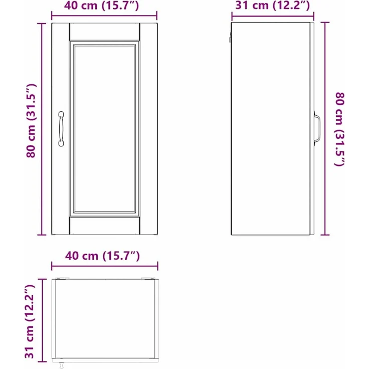 vidaXL Wandschrank PORTO Weiß 40 x 31 x 80 cm Holzwerkstoff 885375 – Bild 12