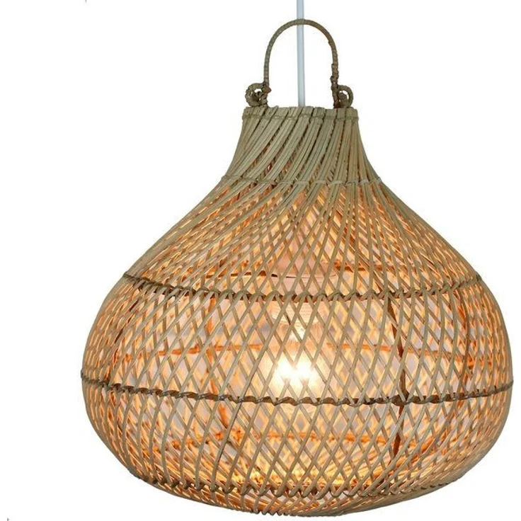 Casa Moro Deckenleuchte Rattan Lampe Natur – Hängelampe & Deckenlampe Ø 30 x H 35 cm, ohne Leuchtmittel, E27, Pendelleuchte, Geflochten, Esszimmer, Wohnzimmer, Schlafzimmer – Bild 4
