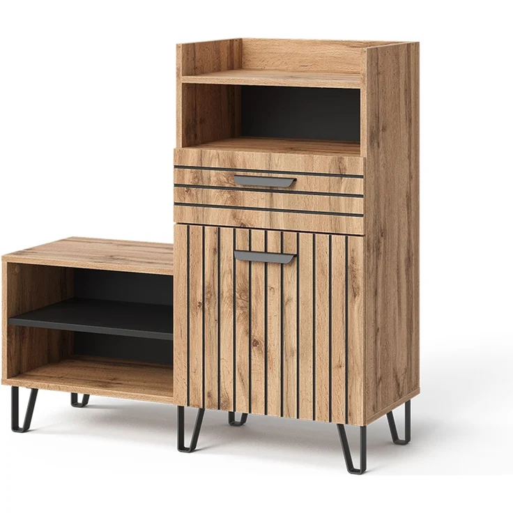 Schuhschrank Amber Eiche Wotan 100 x 100 cm mit Tür und Schublade Vicco – Bild 1