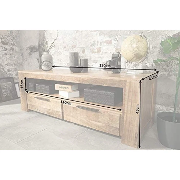 riess-ambiente Lowboard IRON CRAFT 130cm natur, Massivholz · TV-Board · 2 Schubladen · Mangoholz · Wohnzimmer – Bild 3