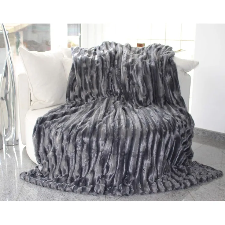Brandsseller Pelzimitatdecke in Schwerer doppellagiger Qualität, Hochwertige Kuscheldecke, Decke, Wohndecke, Nerzdecke, Plaid, Webpelzdecke, Tagesdecke (Anthrazit)