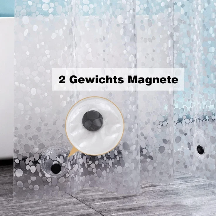 Duschvorhang 120x200cm Gewicht Magnet Wasserdicht Transparent Eva Waschbar – Bild 3