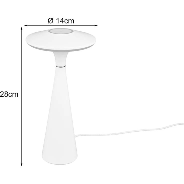TRIO Leuchten LED Tischleuchte TORREZ, Dimmfunktion, USB-Ladefunktion, LED fest integriert, warmweiß - kaltweiß, in-Outdoor Akku Tischlampe mit USB-C, dimmbar, Lichtfarbe einstellbar – Bild 4