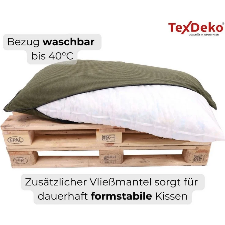TexDeko Palettenkissen TexDeko Cord Halbes Palettenkissen für Palettensofa wasserabweisend, Premium-Qualität, Cord 60x80x18cm gepolstert In- & Outdoor – Bild 4