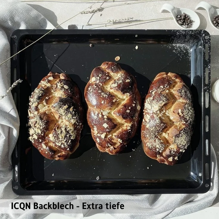 ICQN Backblech 455 x 375 mm Set, 30 und 60 mm Extra Tiefe, Emailliert, (2-St), Passend für Bosch, Siemens, Neff, Constructa, Flavel, Fettpfanne – Bild 3