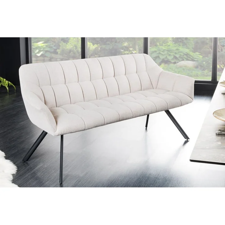 riess-ambiente Sitzbank PAPILLON 165cm champagner beige - Stoff, Metall-Füße, mit Armlehne (Einzelartikel, 1-St), gepolsterte Bank mit Rückenlehne – ideal für Esstisch, Küche & Flur – Bild 2