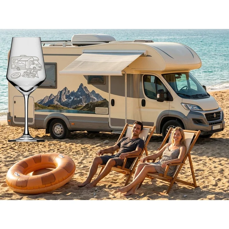 eXODA Weinglas Gravur Camper 350ml spülmaschinenfest für Weinliebhaber, 1-tlg, Glas, Atemberaubende Darstellung – Bild 2