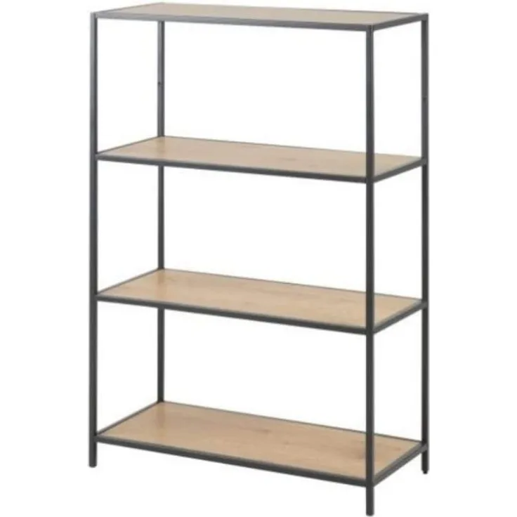 Selsey Seaford - Regal / Bücherregal mit 4 Ebenen - Schwarz / Eiche - Industrial-Style - 114 cm hoch