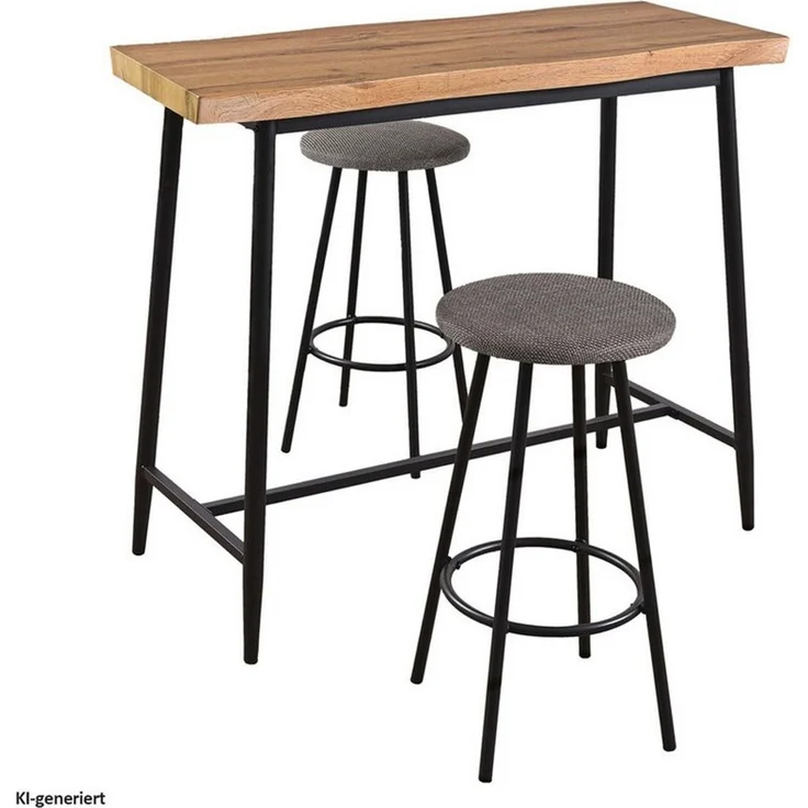 HTI-Living Bargruppe Bartisch mit Wellenkante und 2 Hockern Erik Artisaneiche, (Set, 3-tlg, 1 Bartisch, 2 Barhocker), 3-teilige Bargruppe für Küche, Esszimmer und Partyraum – Bild 3
