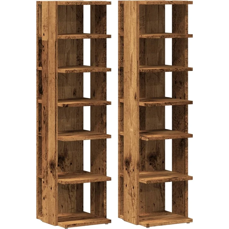 vidaXL Schuhschränke 2 Stk. Altholz-Optik 28x27x102 cm Holzwerkstoff 856665 – Bild 1