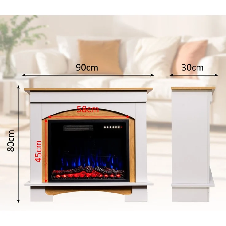 HOMAVO Elektrokamin mit Schrank, 23" 1000W/2000W Heizung, 3D-Flammeneffekt, Schrankgröße: 70 x 30 x 80cm, Fernbedienung, Timer – Bild 9