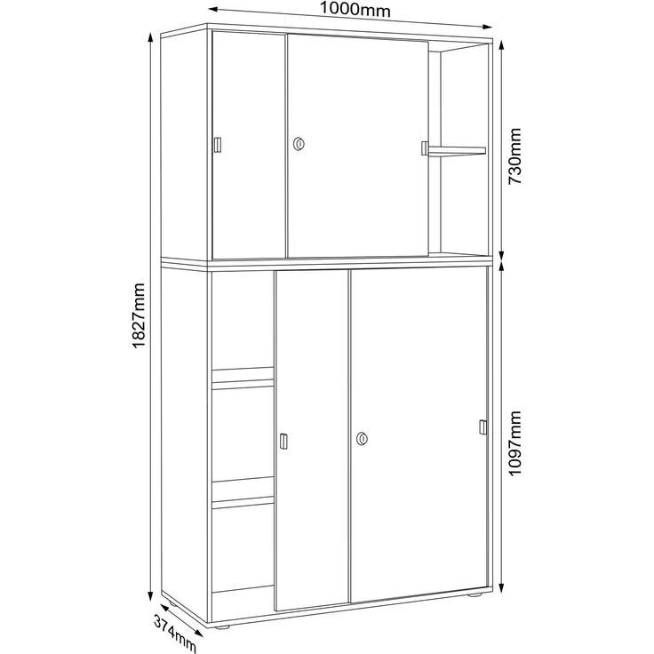 VCM Büroschrank Salia 920979 Weiß H. 183 x B. 100 x T. 37 cm – Bild 5