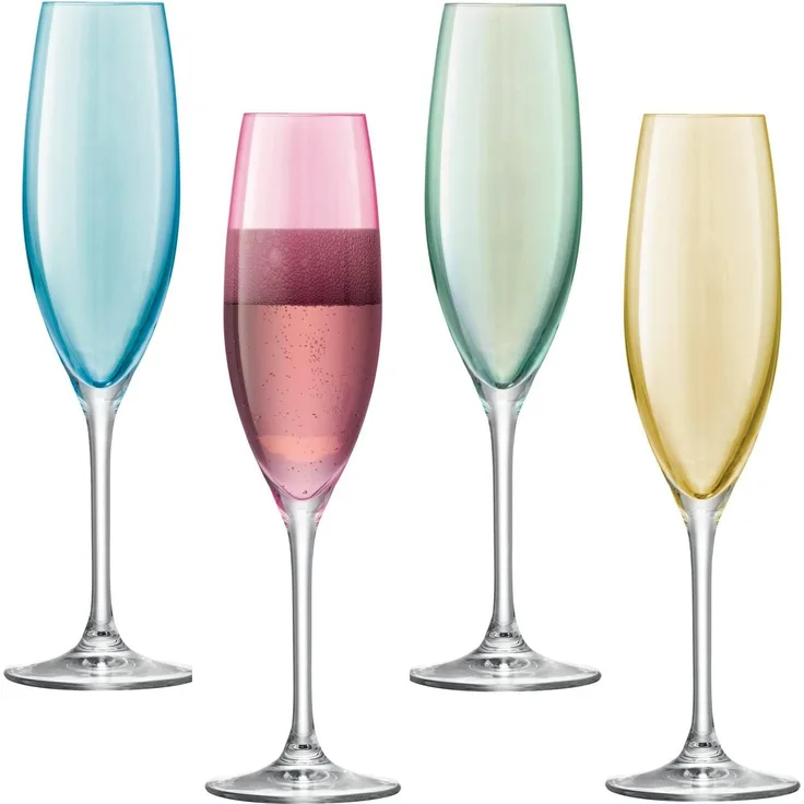 LSA Polka Sektglas-Set, Verschiedene Pastellfarben, 225 ml, 4 Stück