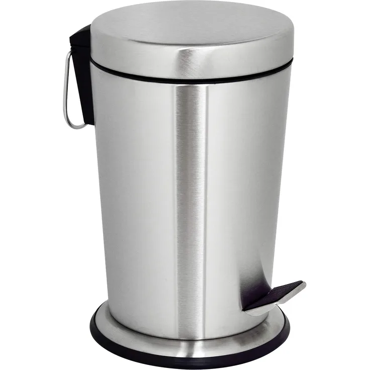 MSV Kosmetikeimer "Conic" Mülleimer Treteimer Abfalleimer - 5 Liter – mit herausnehmbaren Inneneimer - Silber