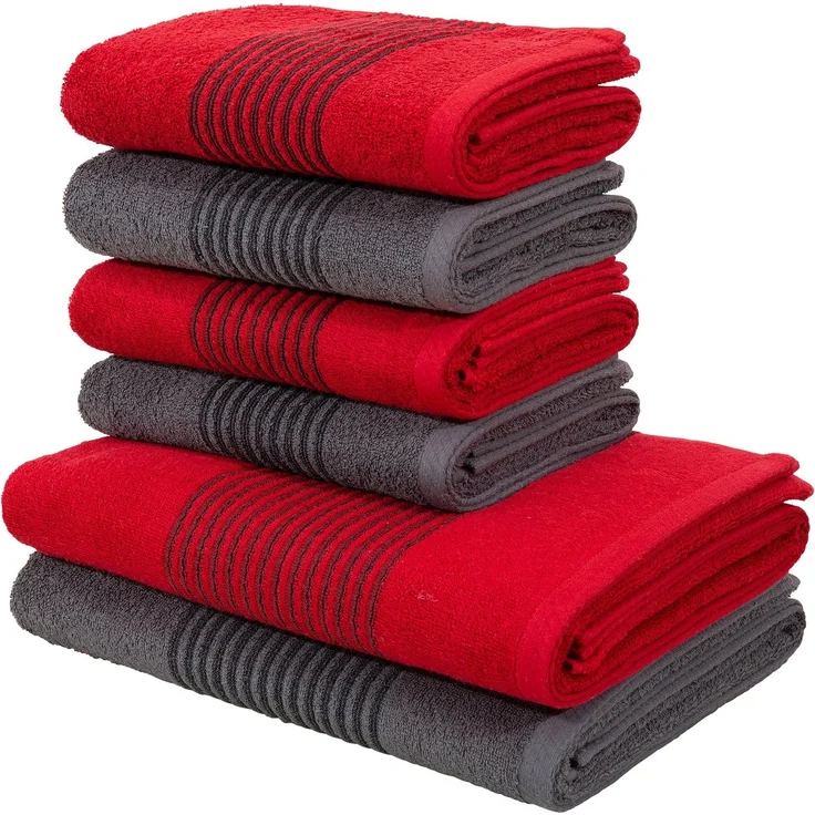 Bruno Banani Handtuch Set Jassen, Duschtücher, Handtücher, Walkfrottee (Set, 6-St), mit gestreifter Bordüre, 6 teiliges Handtücher Set aus 100% Baumwolle – Bild 5