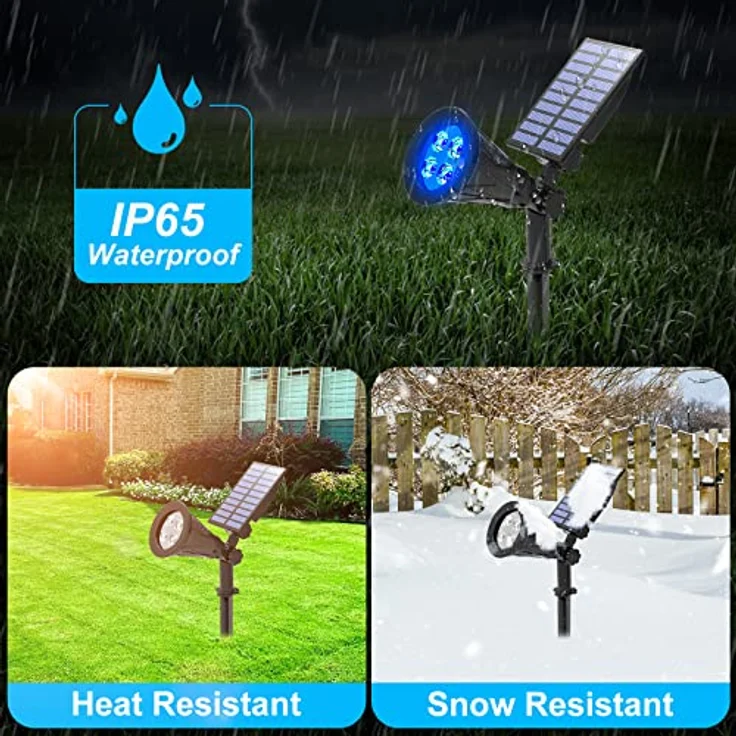 T-SUN 2 Stück LED Solarleuchten, 2-in-1 Wasserdichtes Design, 250 Lumen output, 2 Beleuchtungsmodi, IP65 Sicherheitsbeleuchtung für Garten, Hof und Wege – Bild 3