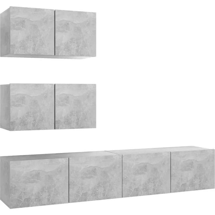 vidaXL 4-tlg. TV-Schrank-Set Betongrau Spanplatte [3079130]