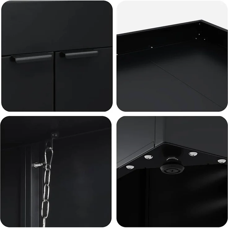 vidaXL Wagenmüllbehälter für 3 Behälter Schwarz 204 x 77,5 x 121,5 cm 3394739 – Bild 10