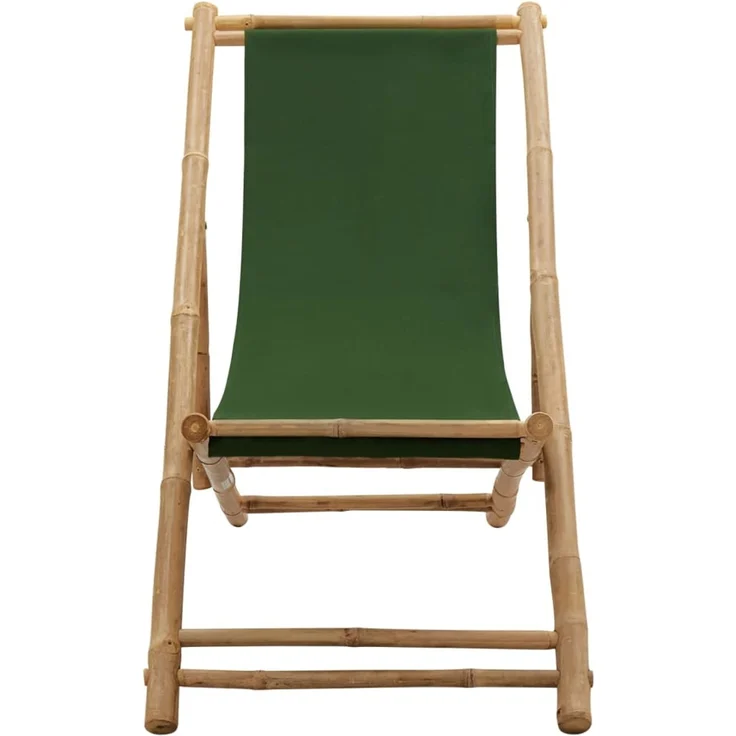 Liegestuhl, Sonnenliege Bambus und Canvas Grün – Bild 2