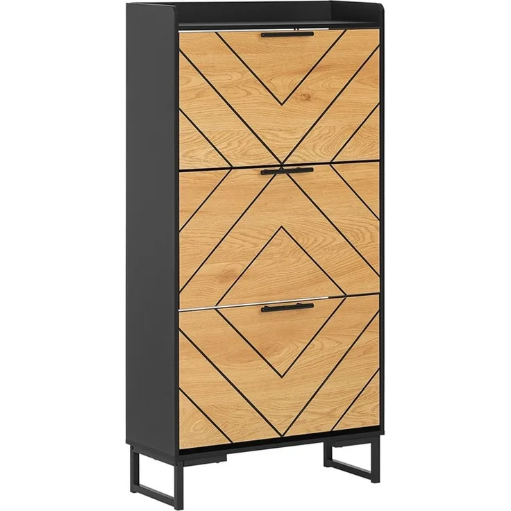 SoBuy FSR164-SCH Schuhschrank, MDF, PVC-Furnier, Helle Eiche, 62 x 125 x 59 cm