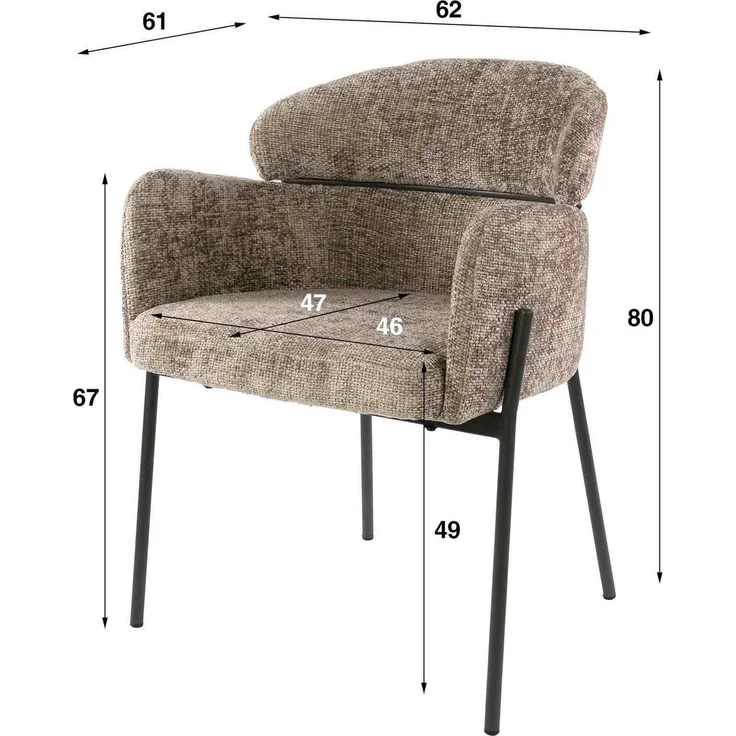 Armstuhl Vura 2er-Set mit Chenille-Bezug und Metallgestell, Champagne – Bild 8