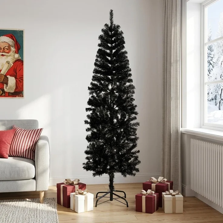 vidaXL Künstlicher schlanker Weihnachtsbaum 210 cm PVC und Stahl 42055253 – Bild 2