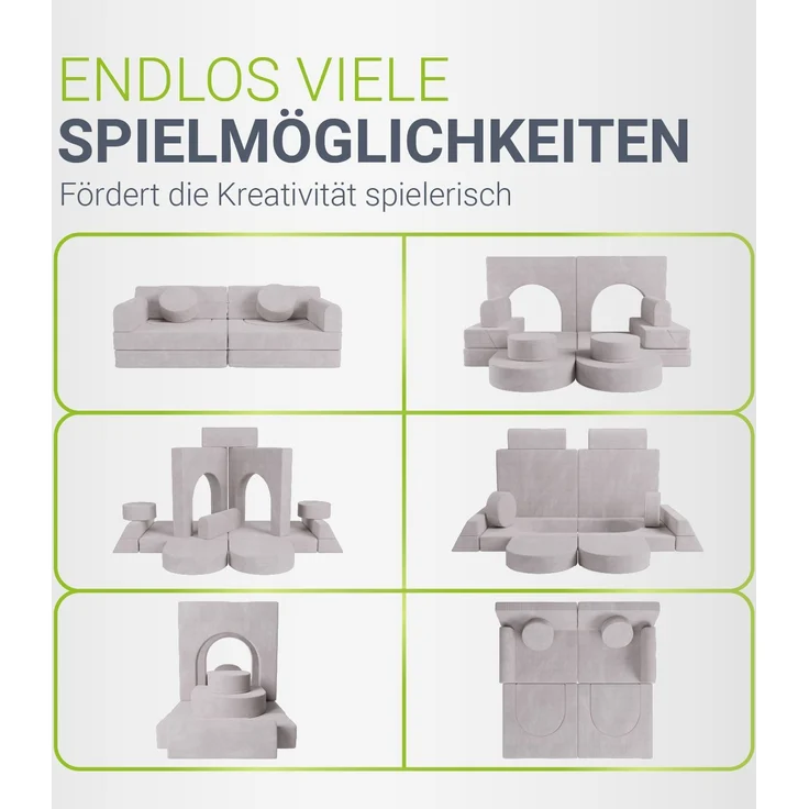 Juskys Kindersofa Kayo –Cord, modular & weich, Sofa für Kinderzimmer & Spielzimmer, sicher, flexibel, pflegeleicht, mit abnehmbaren Bezügen – Beige – Bild 4