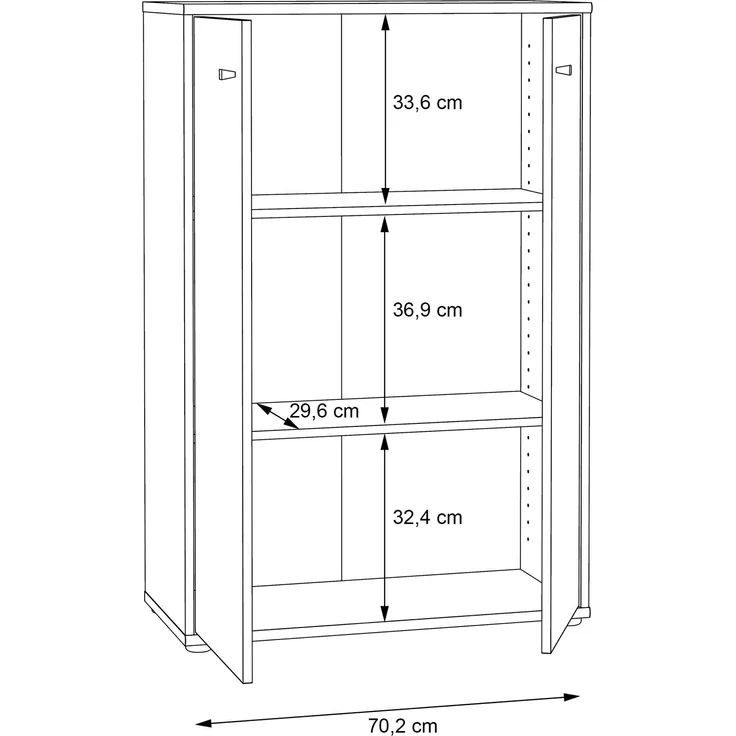 Hochkommode >TEMPRA2< 2 Türen, 2 Böden, in Artisan Eiche Dekor - 73,7x111,1x34,8cm (BxHxT) – Bild 2