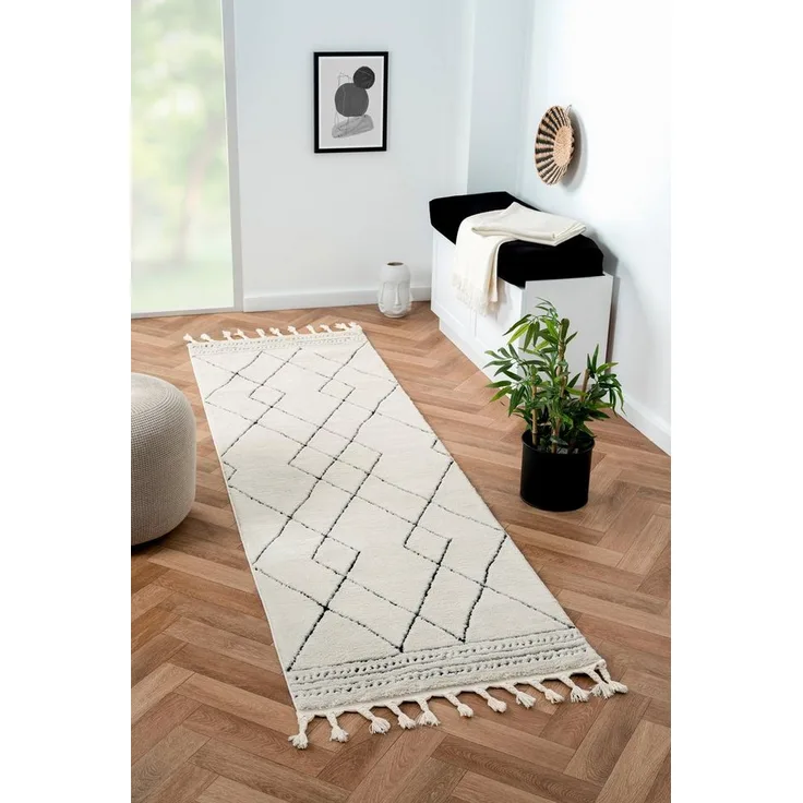 Myflair Möbel & Accessoires Hochflor-Läufer Moroccan Design, rechteckig, Höhe: 24 mm, modern, marokkanisches Design, Rauten Muster, weich durch Hochflor