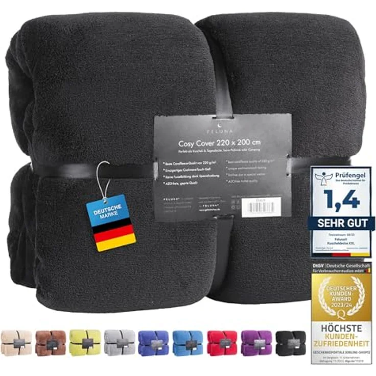 Wohndecke FELUNA Coral Fleece Kuscheldecke XXL – Superweicher Cashmere-Touch, Feluna, Tagesdecke Kaschmir-Touch 220 x 200 cm – Bild 2