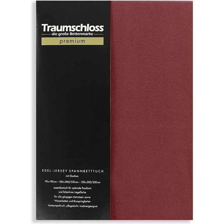 Traumschloss Premium Edel-Jersey Spannbettlaken bordeaux 180-200x200-220 – Bild 1