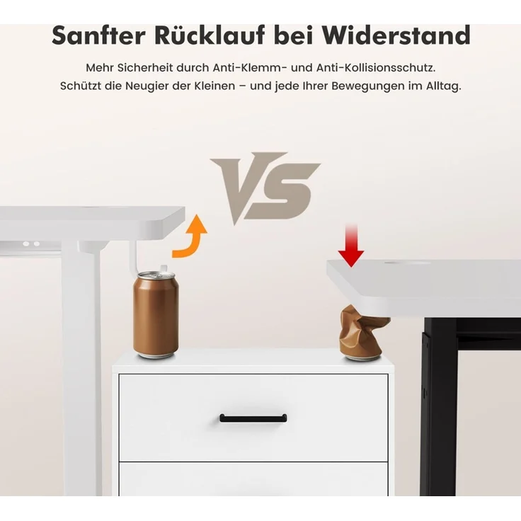 HOMAVO höhenverstellbarer Schreibtisch 80×180 cm, mit Memory- und Anti-Kollisionsfunktion, USB-A- und USB-C-Anschlüssen, Höhe 70–120 cm, Weiß – Bild 7