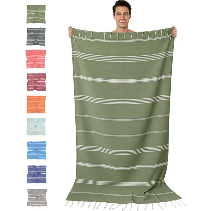 furora HOLIDAY Saunatuch Strandtuch Hamamtuch: groß 100x200 cm Saunatuch, Strandhandtuch dünn, Strandtuch Saunatuch aus 100% Baumwolle Strandtuch Set – Bild 1