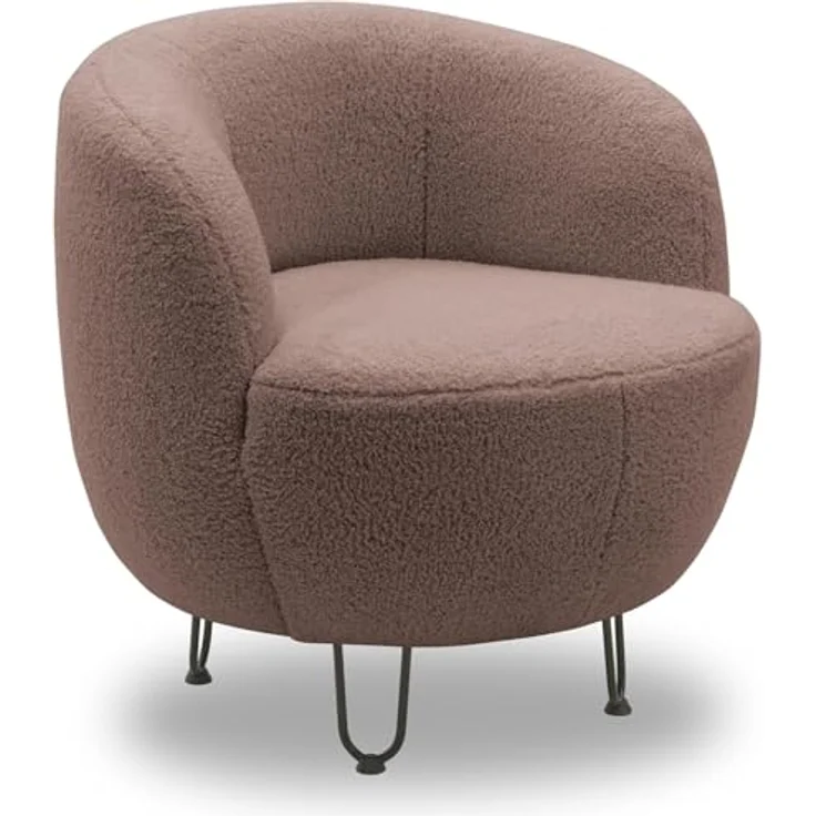 DOMO. collection Sessel Carpa, Polstersessel, Oval, bodenfreies Design, Metall-Drahtfüße in schwarz, Armsessel, Polstergarnitur, 72 x 76 x 72 cm (BxTxH), Altrosa – Bild 10