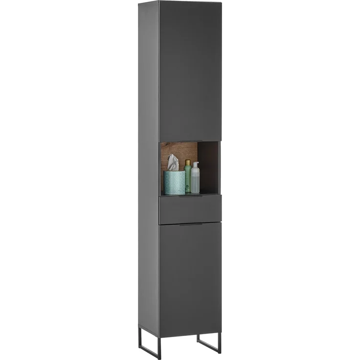 Badezimmer-Set >Denver< (4-tlg.) in schwarz / Evoke Eiche Dekor - 200x195x35 (BxHxT) – Bild 5