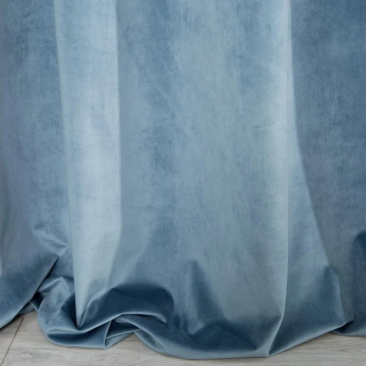 Eurofirany 'VILLA' Vorhang, Samtvorhänge, Velours Blickdicht, Blau, KRÄUSELBAND, H270 x B140 cm (1er Pack) – Bild 3