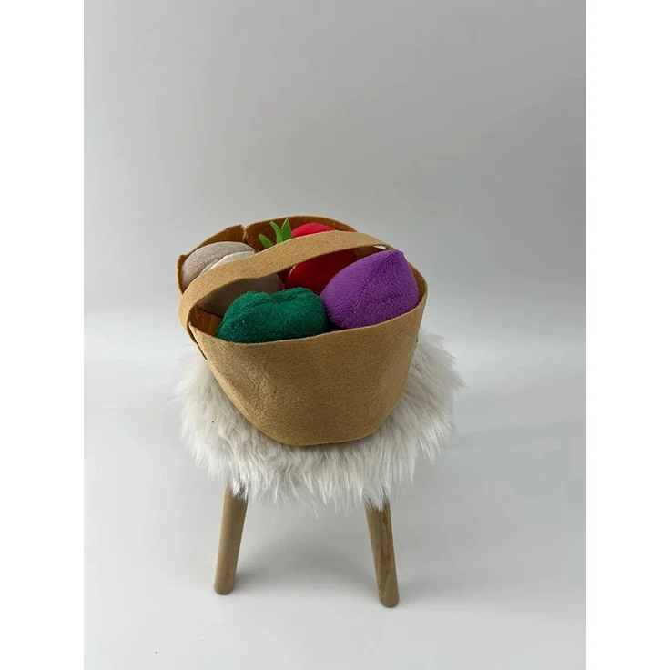 Obstkörbchen Gemüsekorb Einkaufskorb Plüsch Kuschel Zubehör für Kinderküchen und Kaufmannsladen, ab 18 Monaten – Bild 2