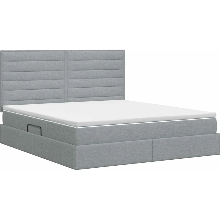 vidaXL Aufbewahrungsbett mit Matratze Hellgrau 140 x 190 cm Stoff 3459438 – Bild 8