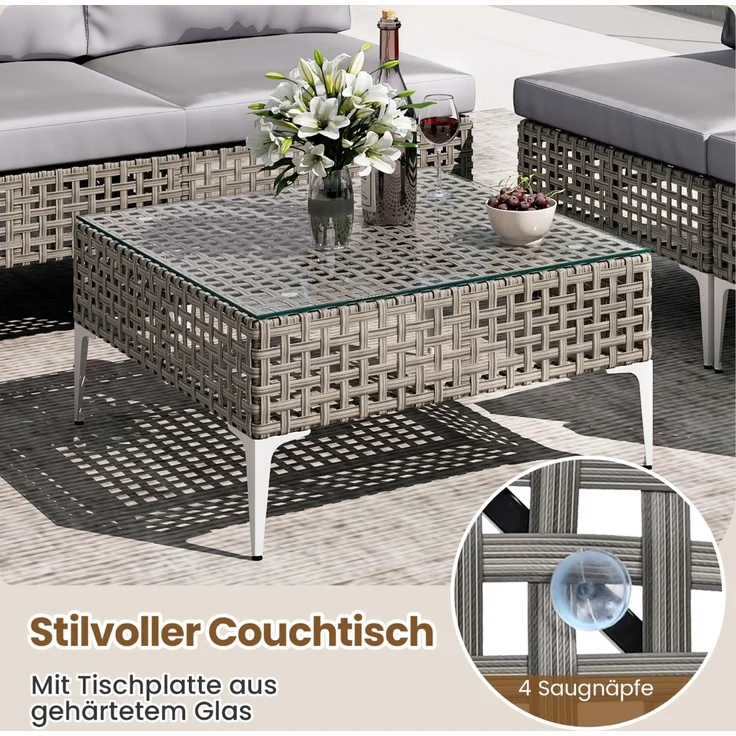 Rattan Gartenmöbel Set Balkonmöbel Set mit Sitz- & Rückenkissen Gartengarnitur – Bild 3