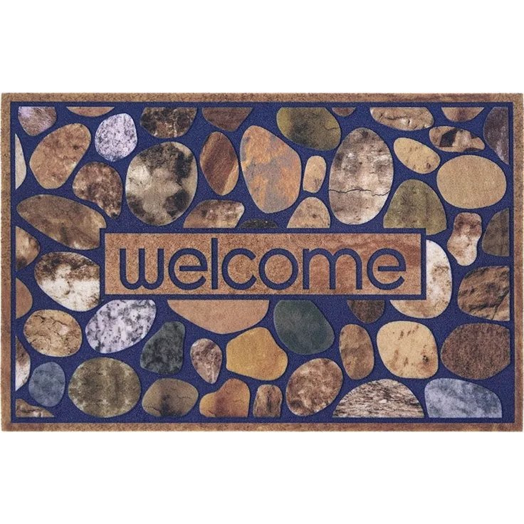 Fußmatte Welcome Ornamente, Teppich Boss, rechteckig, Höhe 6 mm, In/- Outdoor geeignet, Schriftzug, 3D Optik, Robust, Pflegeleicht, beflockt