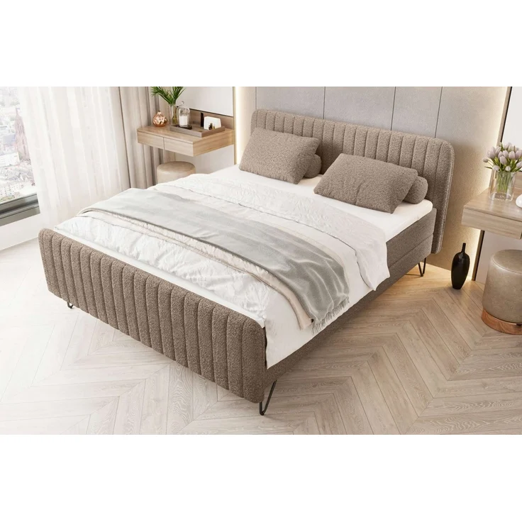 99rooms Lucio Boxspringbett Boucle-Stoff ANTHOLOGY Antilope 140x200 cm – Bild 2