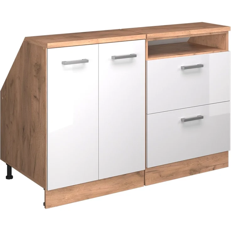 Küchenschrank für Dachschrägen R-Line Weiß Hochglanz 120 cm 2er Set Schrankkorpuss 60 cm Tiefe Vicco – Bild 1
