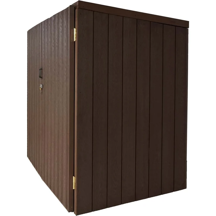 WPC-Fahrradgarage HWC-J29, Geräteschuppen Fahrradbox, Metall Holzoptik abschließbar ~ 2 Räder 172x213x112cm braun – Bild 5