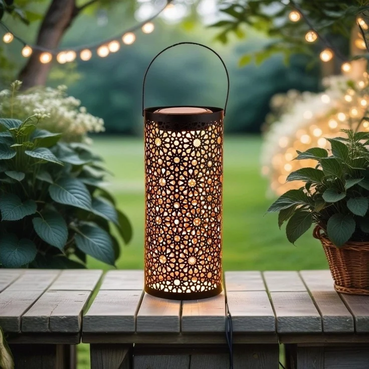 Marrakesch Orient & Mediterran Interior LED Solarleuchte Orientalische Solarlaterne Laterne Lampe Balkon Garten Noum Schwarz, LED fest integriert, Handarbeit – Bild 2