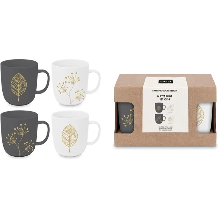 Paperproducts 4-er Set Mug Pure Leaves & Berries