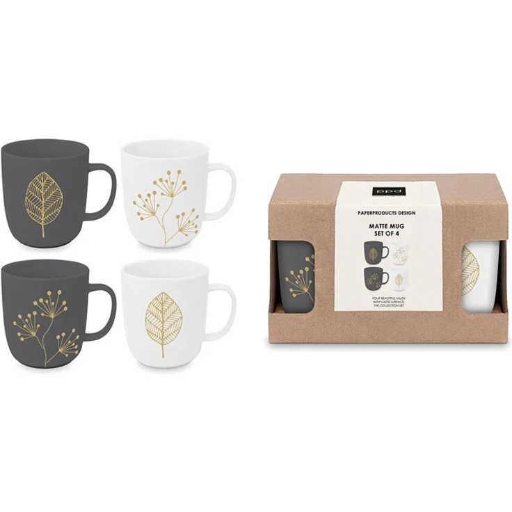 Paperproducts 4-er Set Mug Pure Leaves & Berries