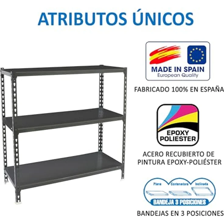 Simon Rack Schwerlastregal, 1000 x 900 x 300 mm, Bis 180 kg Belastbar, 3 Verstellbare Ablagen, Kellerregal, Lagerregal, Anthrazit - Simonclick – Bild 7