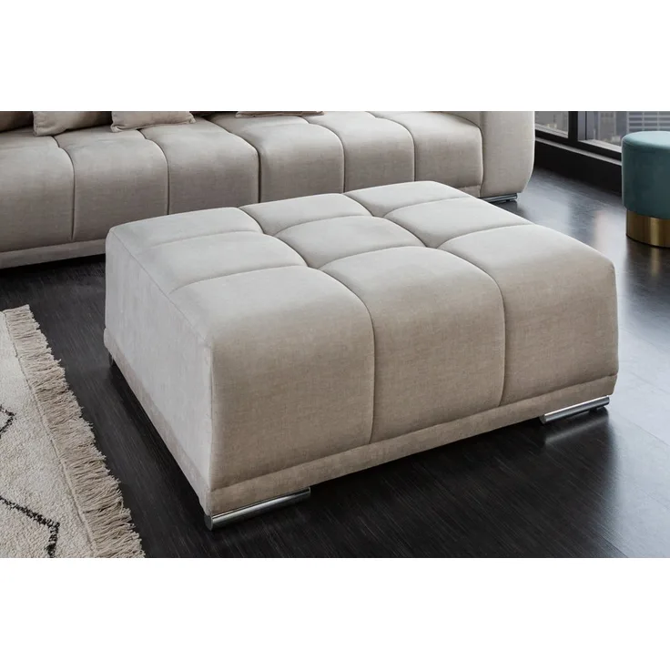 riess-ambiente Fußhocker ELEGANCIA 112cm champagner beige (Einzelartikel, 1 St), Wohnzimmer · Samt · mit Ziersteppung · Modern Design